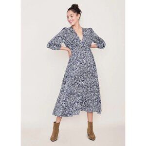 Hatch Maternity The Sofia Long Sleeve Blue Floral Dress Size 1 Small